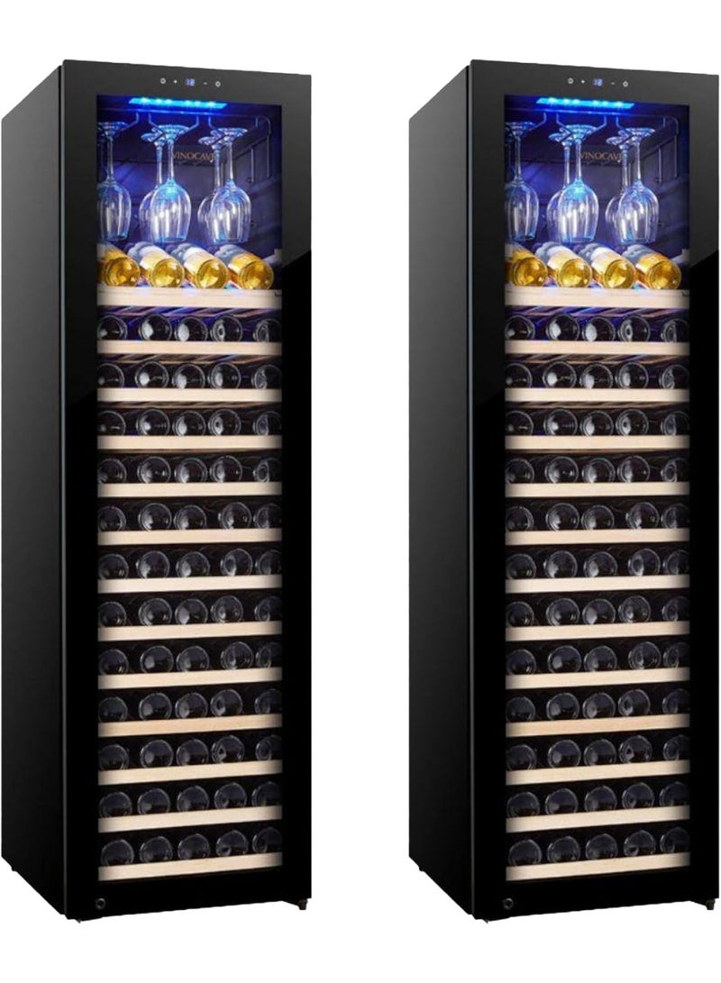 vinocave Wine Cooler Dual Zone 108 Bottle – Built-In or Freestanding Wine Fridge with Compressor Cooling, Automatic Humidity Control, Quiet Operation, Metal & Wood Shelves. - Image 1